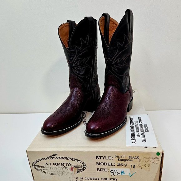 23. Cowboy (girl) Boots Pinto Black Kangaroo. Size 9.5 B. NIB - Picture 1 of 10